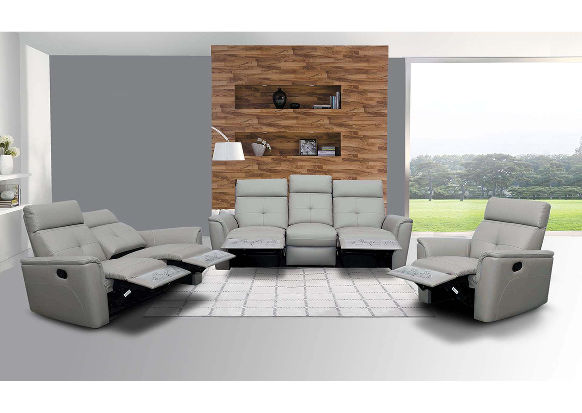 8501 Light Grey with Manual Recliners SET,ESF Wholesale Furniture