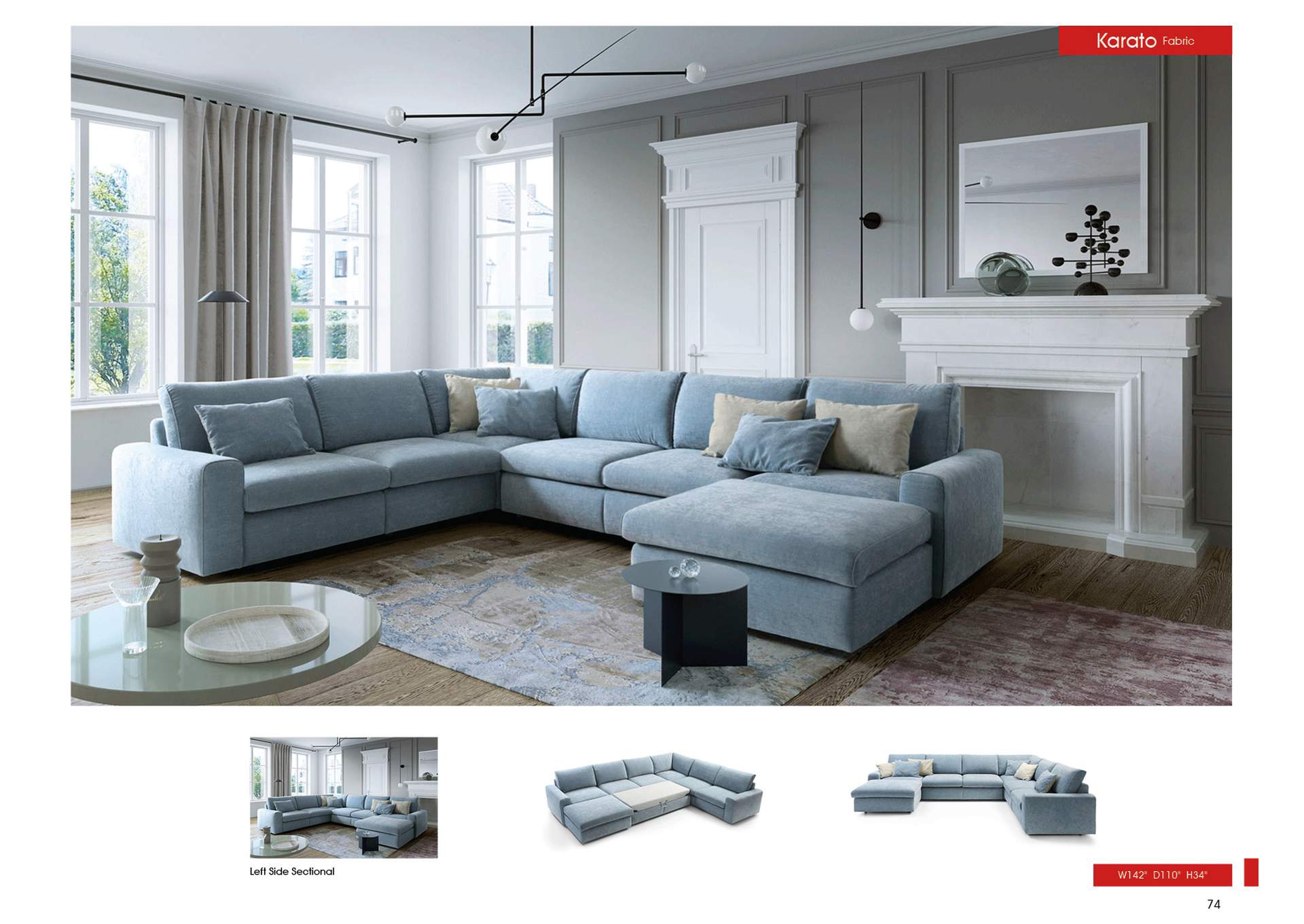 Blue Karato Sectional Left W/ Sleeping Function And Storage,ESF Wholesale Furniture