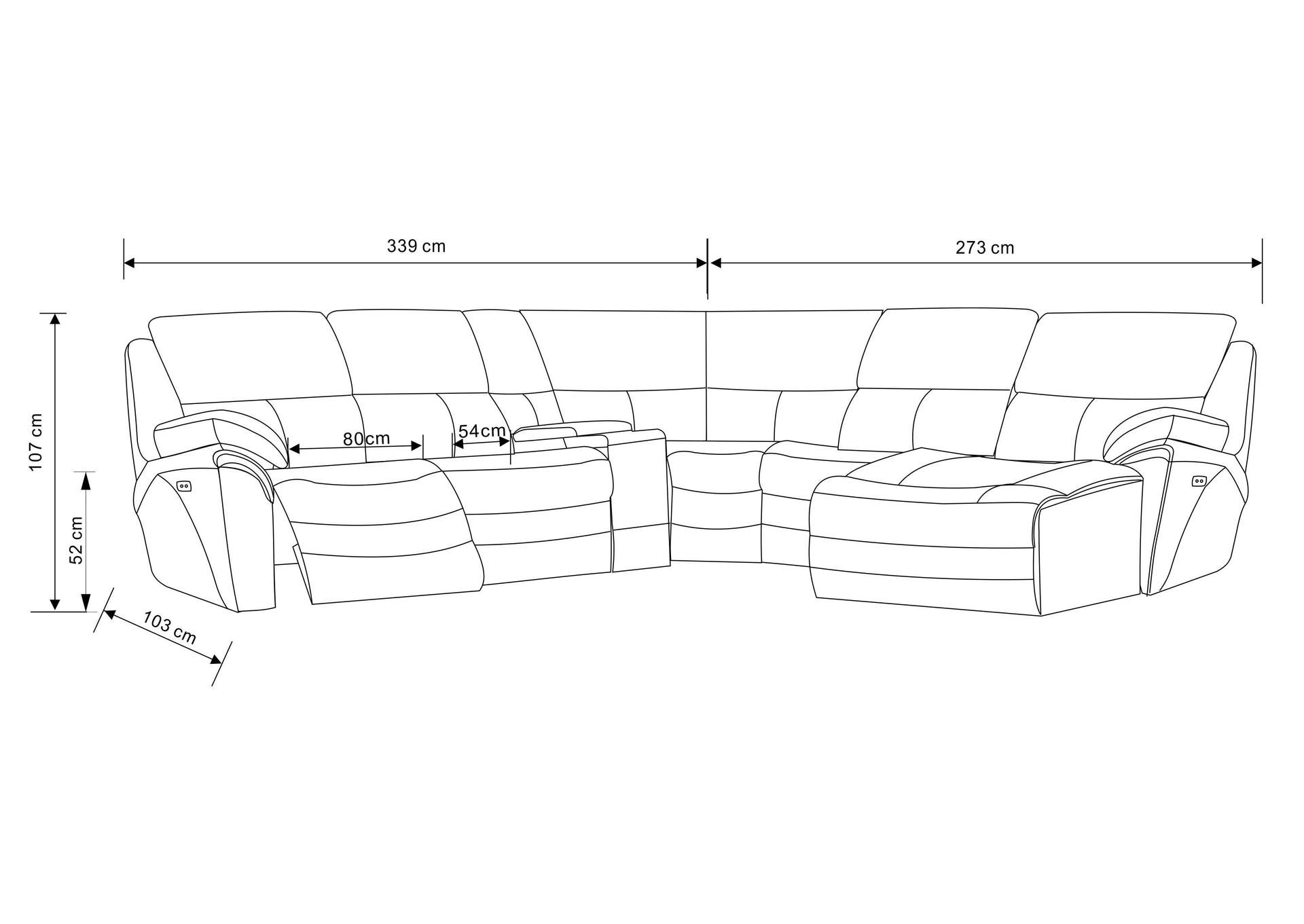 2711 Sectional Left Facing,ESF Wholesale Furniture