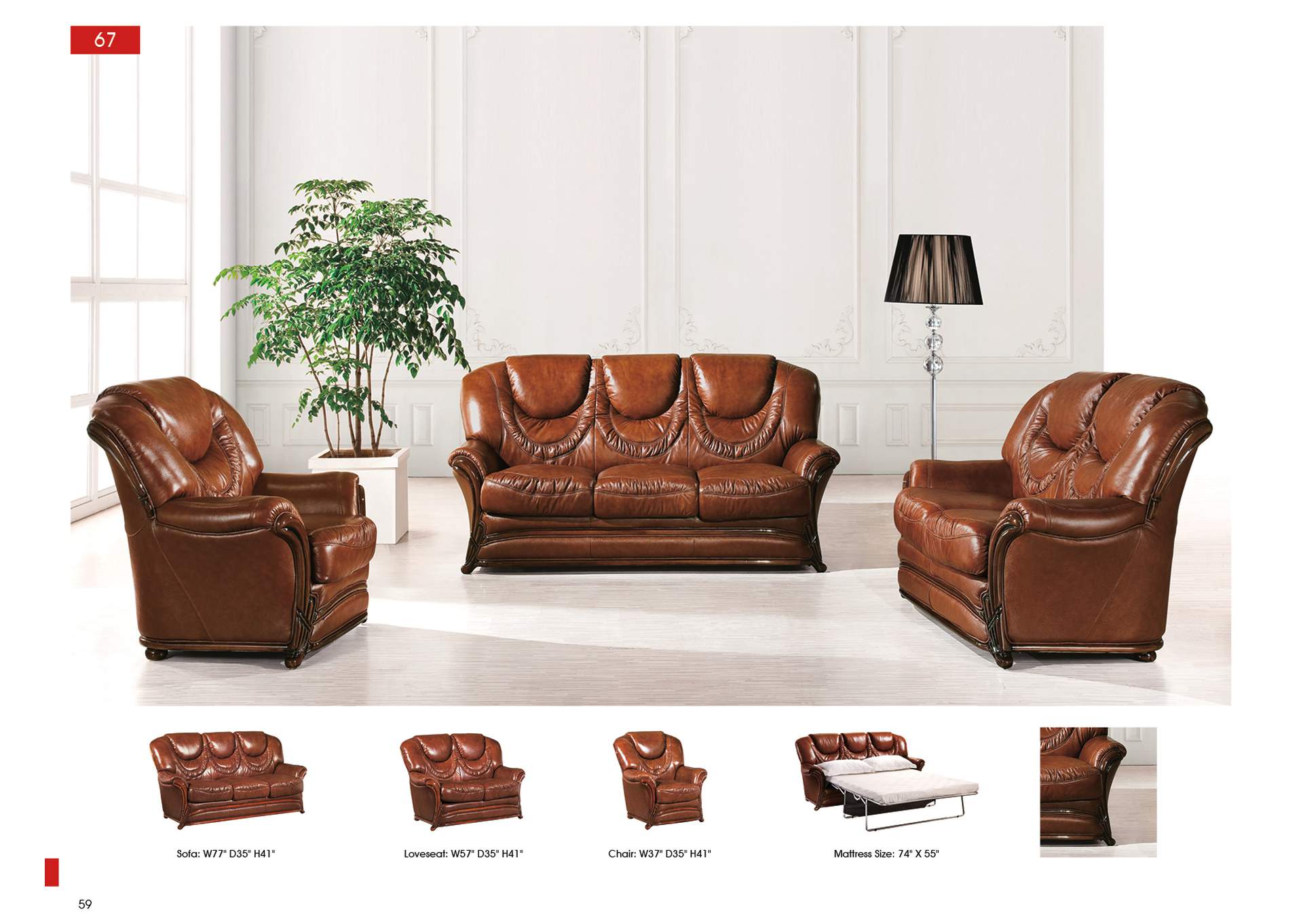 Brown/Wenge/Walnut 67 Sofa Bed,ESF Wholesale Furniture