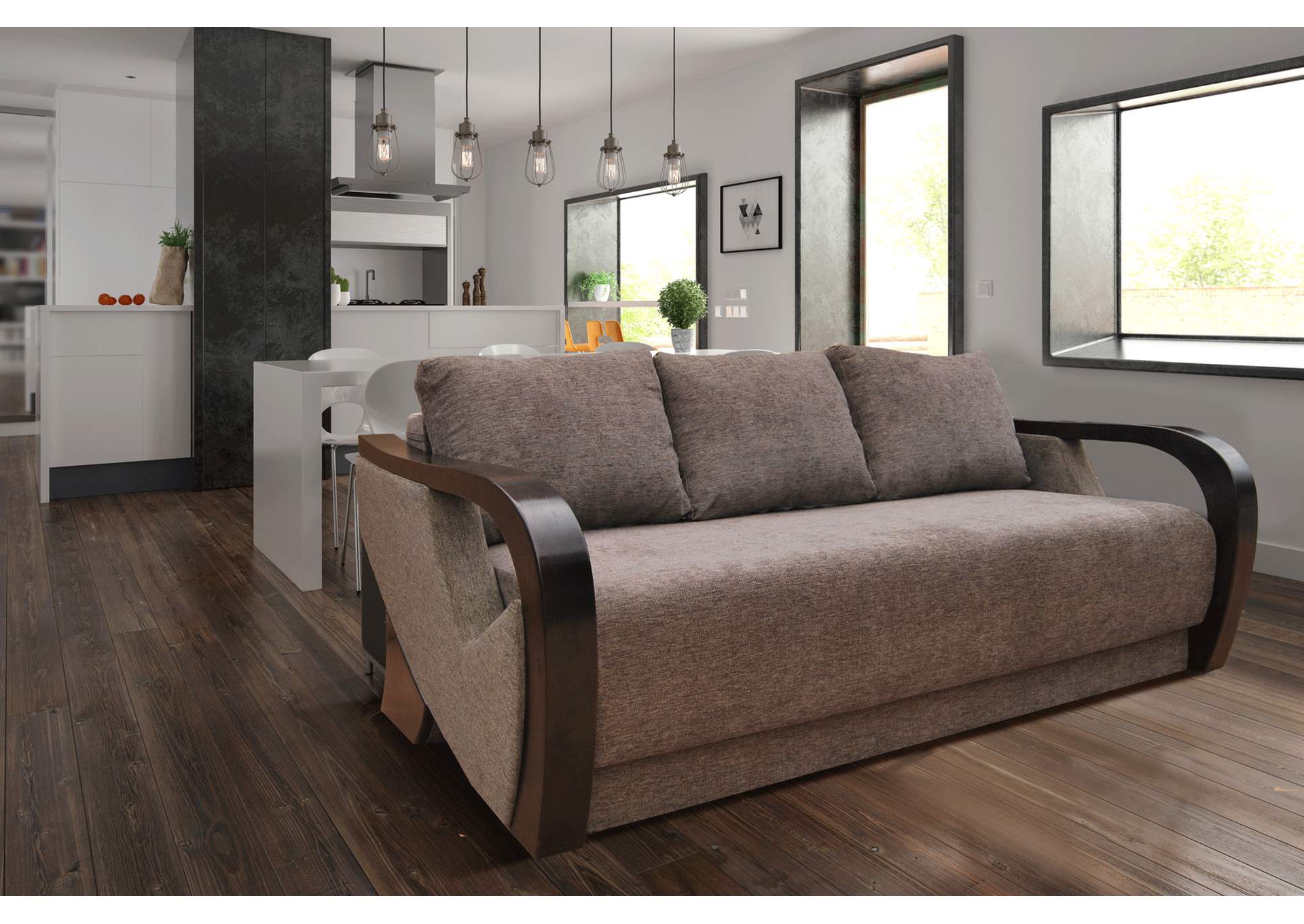 Brown/Wenge/Walnut, Light Beige Modern Sofa Bed And Storage Set,ESF Wholesale Furniture