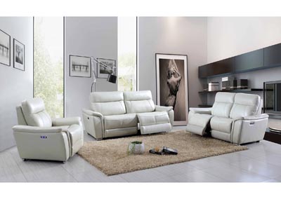 Image for 1705 White & Grey 3 Piece Electric Recliner Sofa Set