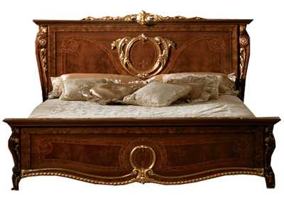 Image for Donatello Walnut & Gold King Bed W/ 4 Drawer Dresser & Mirror