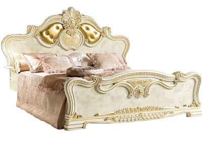 Leonardo Beige & Gold Camel Legs Frame Queen Bed