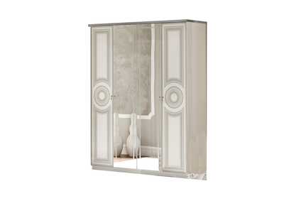 Image for Aida White with Silver 4-door Wardrobe