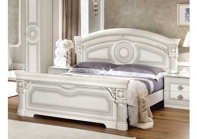 Image for Aida White & Silver Camel Leg Frame Panel Queen Bed W/ Dresser & Mirror