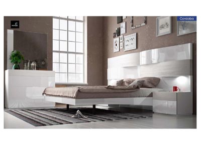 Image for Cordoba Beige & White King Storage Bed W/ Dresser & Mirror