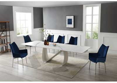 Image for 9087 Table White with 1218 Swivel Blue Chair SET