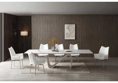 Image for 9087 Table White with 1218 Swivel White Chair SET