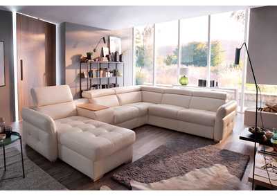 Image for White, Grey/Silver, Light Beige Massimo Sectional Left:Chaise W/Storage, Bar Element, Electric Recliner, Corner, Sofa W/Bed Set
