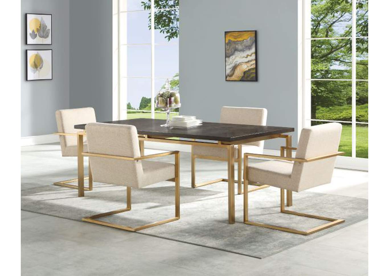 Maya Ash & Gold 5 Piece Dining Set W/ 4 Chairs,Flexsteel