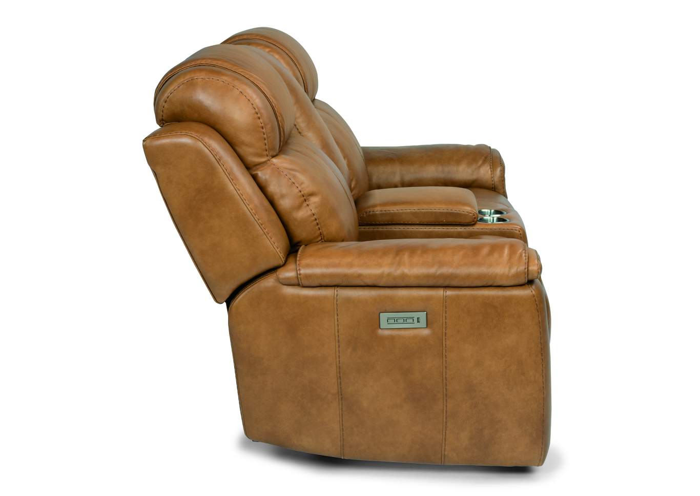 Kingsley Medium Brown Power Reclining Loveseat with Console & Power Headrests,Flexsteel