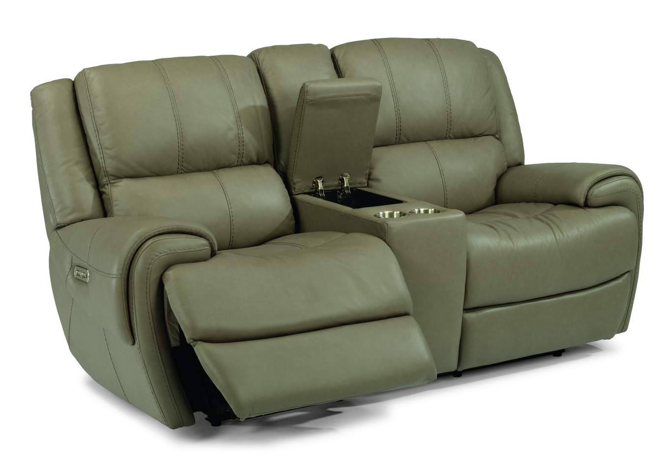 Nance Tan Power Reclining Loveseat with Console & Power Headrests,Flexsteel