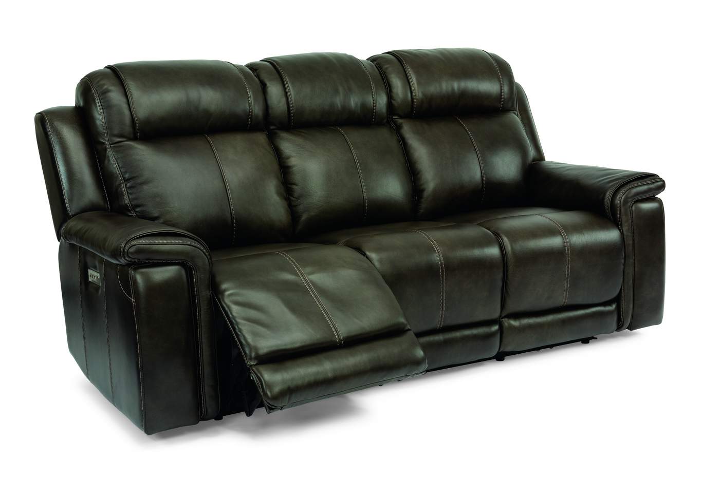 Kingsley Dark Brown Power Reclining Sofa with Power Headrests,Flexsteel
