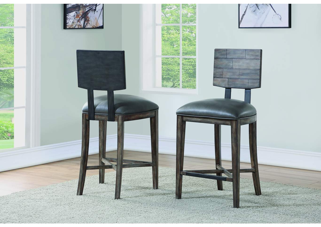 Fulton Dark Grey Counter Chair [Set of 2],Flexsteel