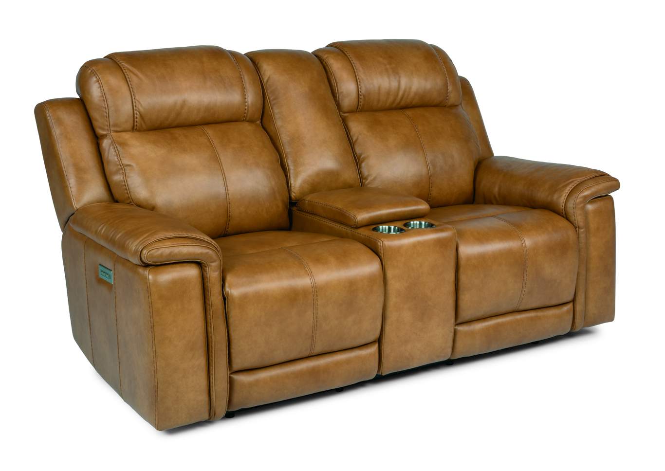 Kingsley Medium Brown Power Reclining Loveseat with Console & Power Headrests,Flexsteel