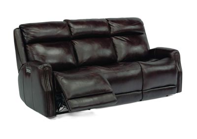 Stanley Dark Brown Power Reclining Sofa with Power Headrests