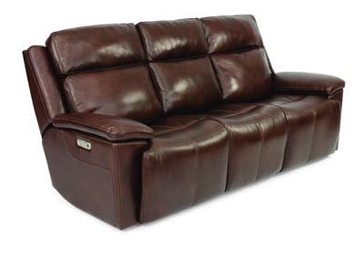 Chance Dark Brown Power Reclining Sofa with Power Headrests