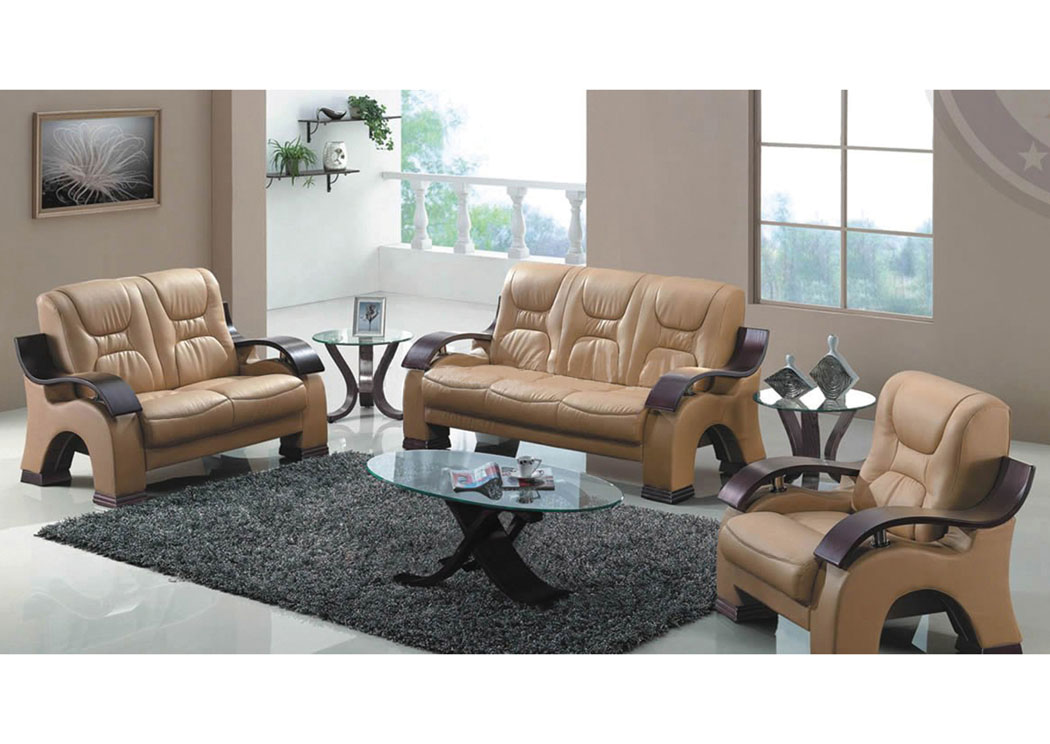 Honey Bonded Leather Sofa, Loveseat & Chair,Fash-N-Home