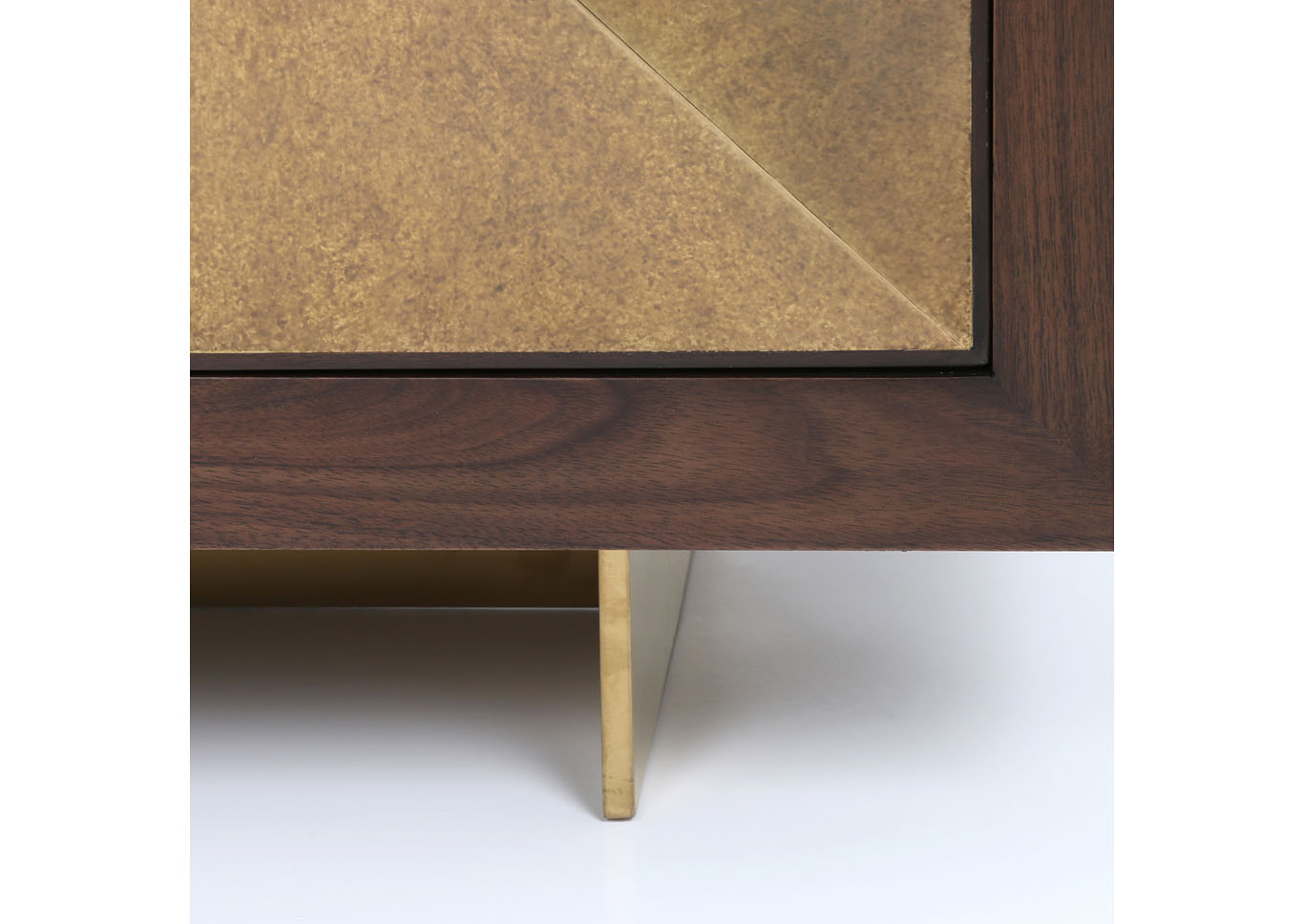 Bright Brass Clad + Dark Walnut + Polished Brass Hughes Enzo Sideboard,Four Hands Furnishing Style