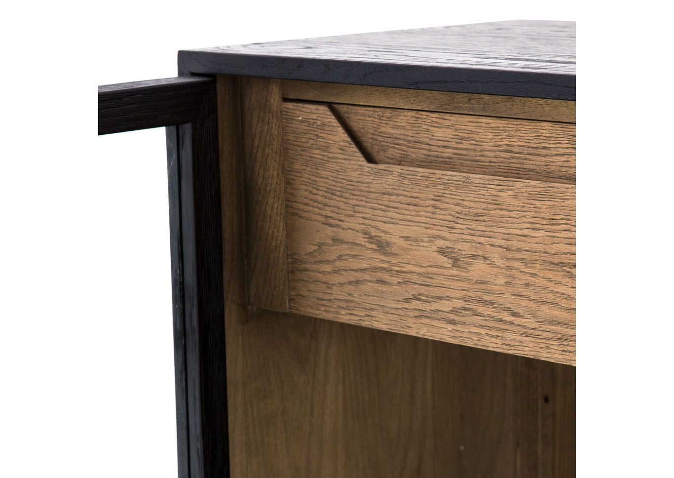 Drifted Oak + Drifted Black + Clear Glass Irondale Millie Sideboard-Drifted Black,Four Hands Furnishing Style
