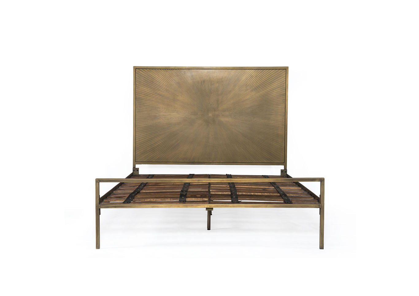 Aged Brass + Sunburst Etched Aged Brass Element Sunburst Bed Furniture