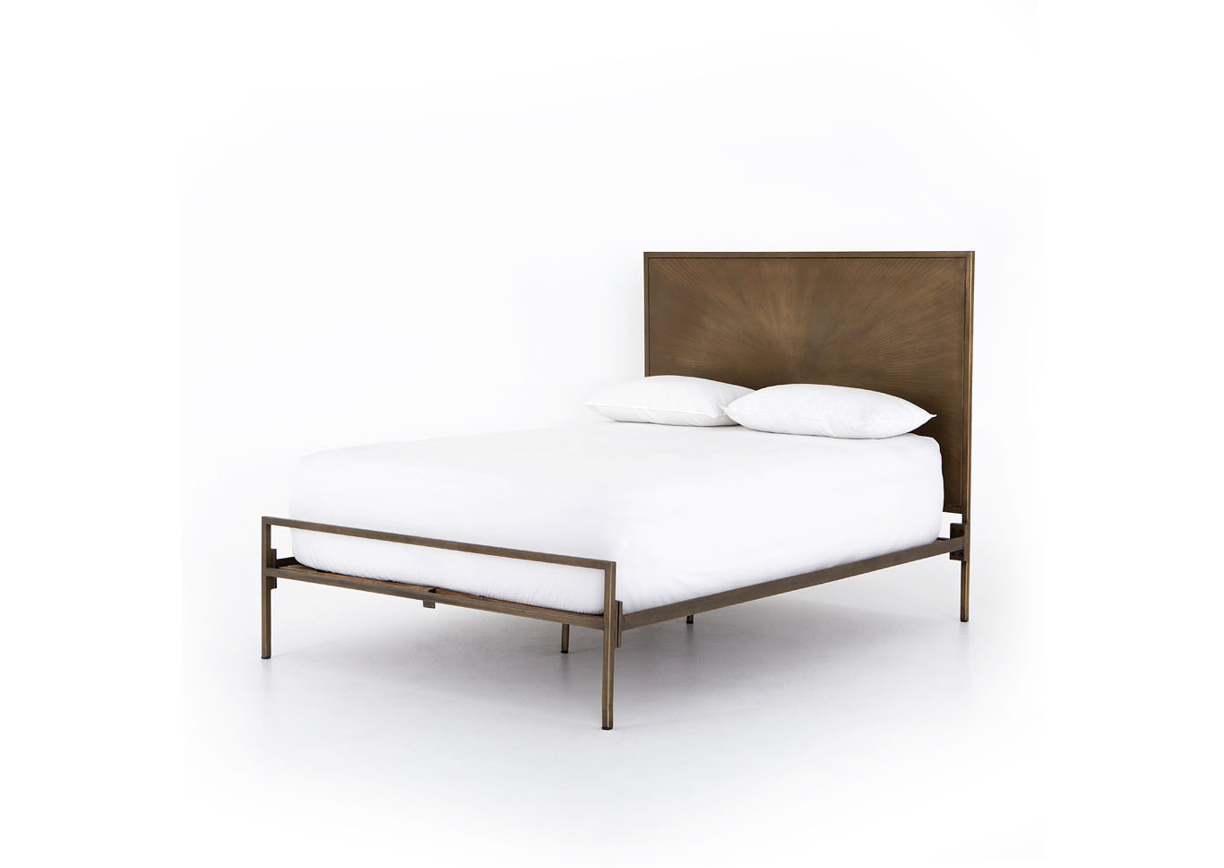 Aged Brass + Sunburst Etched Aged Brass Element Sunburst Bed Furniture