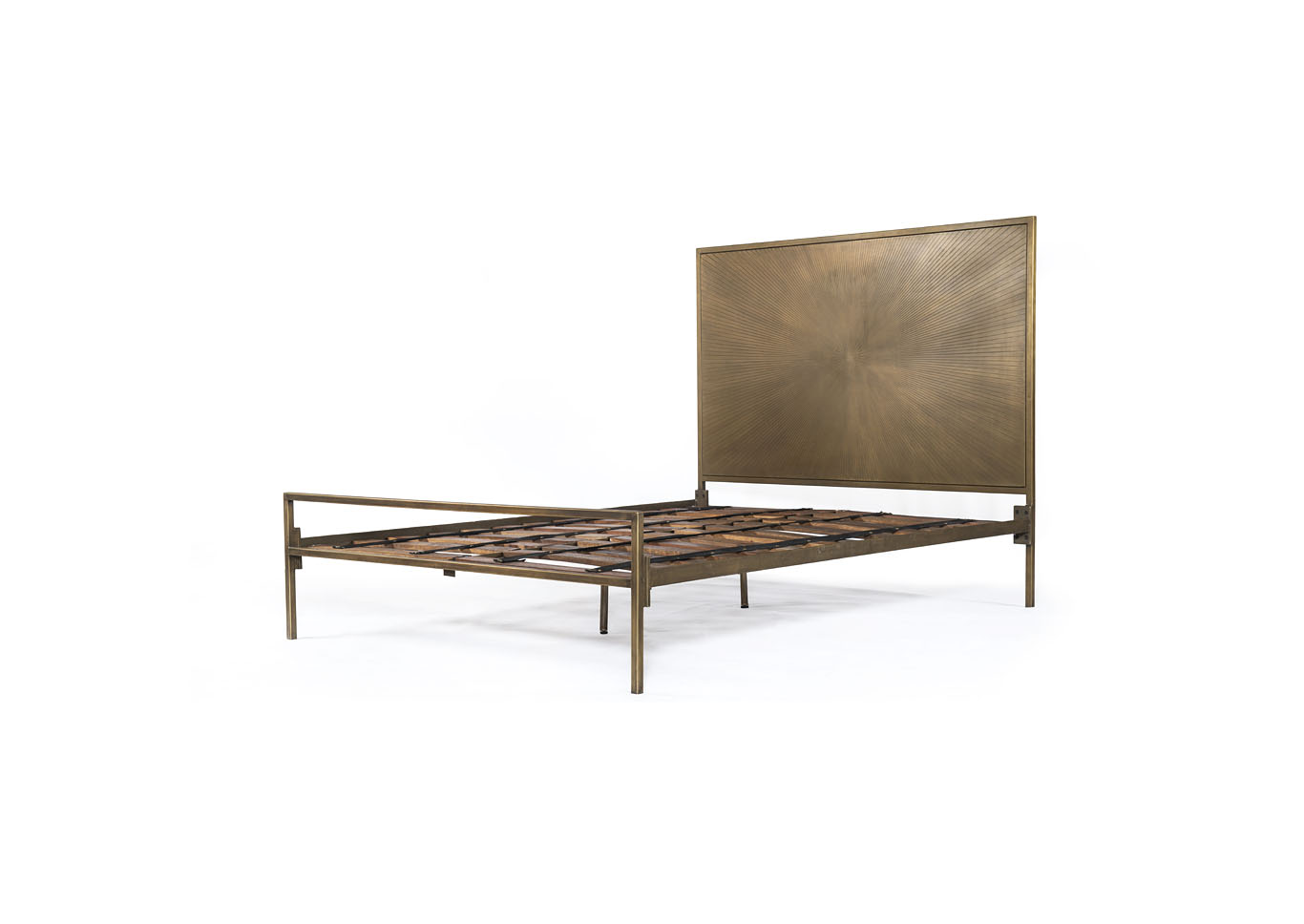 Aged Brass + Sunburst Etched Aged Brass Element Sunburst Bed Furniture