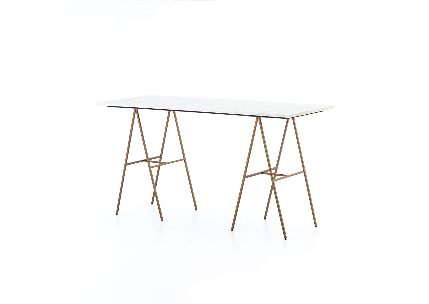 Iron Matte Brass + Polished White Marble Marlow Eden DeskPolished