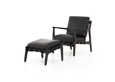 Image for Black Ash + Aged Black Bishop Silas Chair With Ottoman