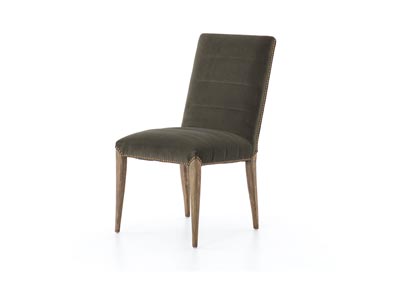 Image for Brass Nailhead + Lamont Nettlewood + Modern Velvet Loden Abbott Nate Dining Chair