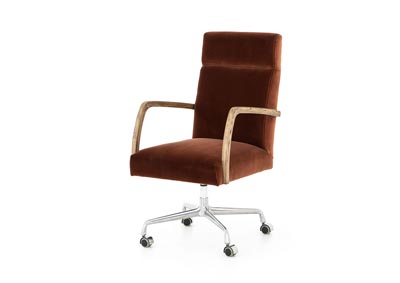 Image for Stainless Steel + Distressed Nettlewood + Burnt Auburn Velvet Abbott Bryson Desk Chair