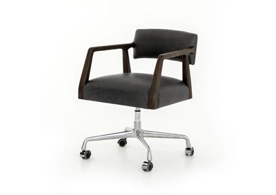 Image for Burnt Oak + Chaps Ebony + Polished Steel Abbott Tyler Desk Chair
