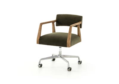 Image for Polished Steel + Modern Velvet Loden + Distressed Oak Abbott Tyler Desk Chair