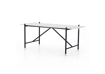Image for Distressed Black + Polished Stainless Steel + White Terrazzo Bishop Mona Desk-White Terrazzo