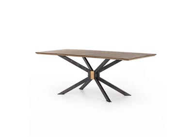 Image for Bright Brass Clad + Light Rustic Black + Sandy Oak Hughes Spider Dining Table
