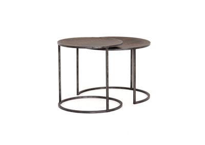 Image for Rustic Black + Antique Brass Clad Hughes Catalina Nesting Tables