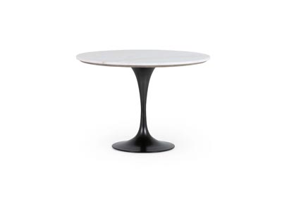Image for Weathered Ash + White Marble + Dark Rustic Black Hughes Powell Dining Table