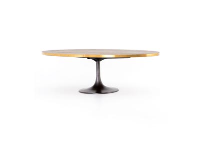 Image for Light Burnt Oak + Polished Brass + Vessel Grey Hughes Evans Oval Dining Table 98"