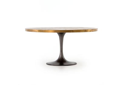 Image for Light Burnt Oak + Polished Brass + Vessel Grey Hughes Evans Round Dining Table-60"
