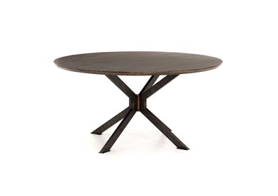 Image for Light Rustic Black + English Brown Oak Hughes Spider Round Dining Table