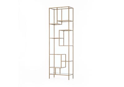 Image for Antique Brass + Tempered Glass Irondale Helena Brass Bookcase