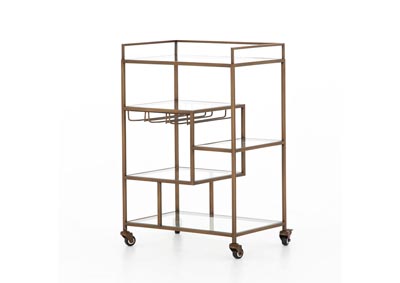 Image for Antique Brass + Tempered Glass Irondale Helena Bar Cart