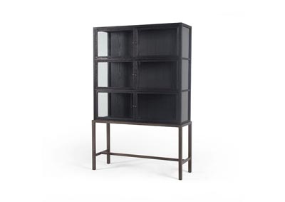 Image for Waxed Black (pc) + Drifted Black + Clear Glass Irondale Spencer Curio Cabinet