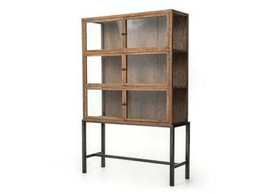 Image for Waxed Black (pc) + Drifted Oak + Clear Glass Irondale Spencer Curio Cabinet