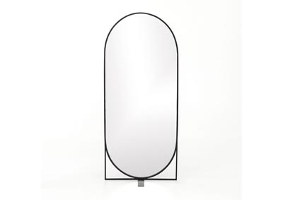 Image for Matte Black + Mirror Asher Bogart Oval Floor Mirror