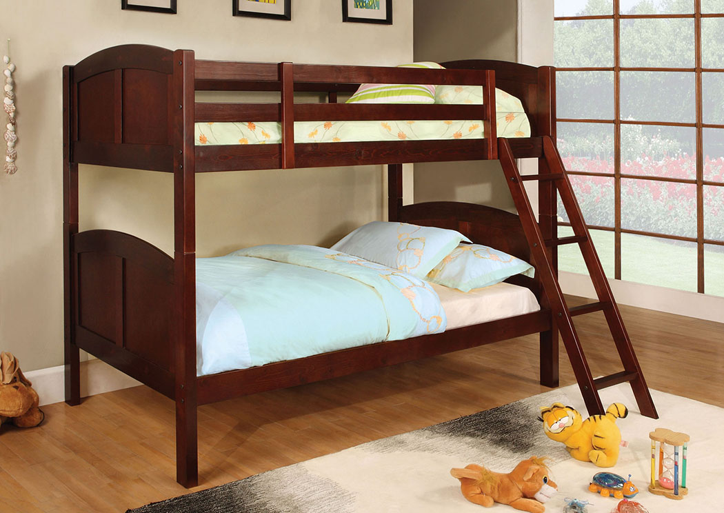 Rexford Cherry Twin/Twin Bunk Bed w/Trundle,Furniture of America