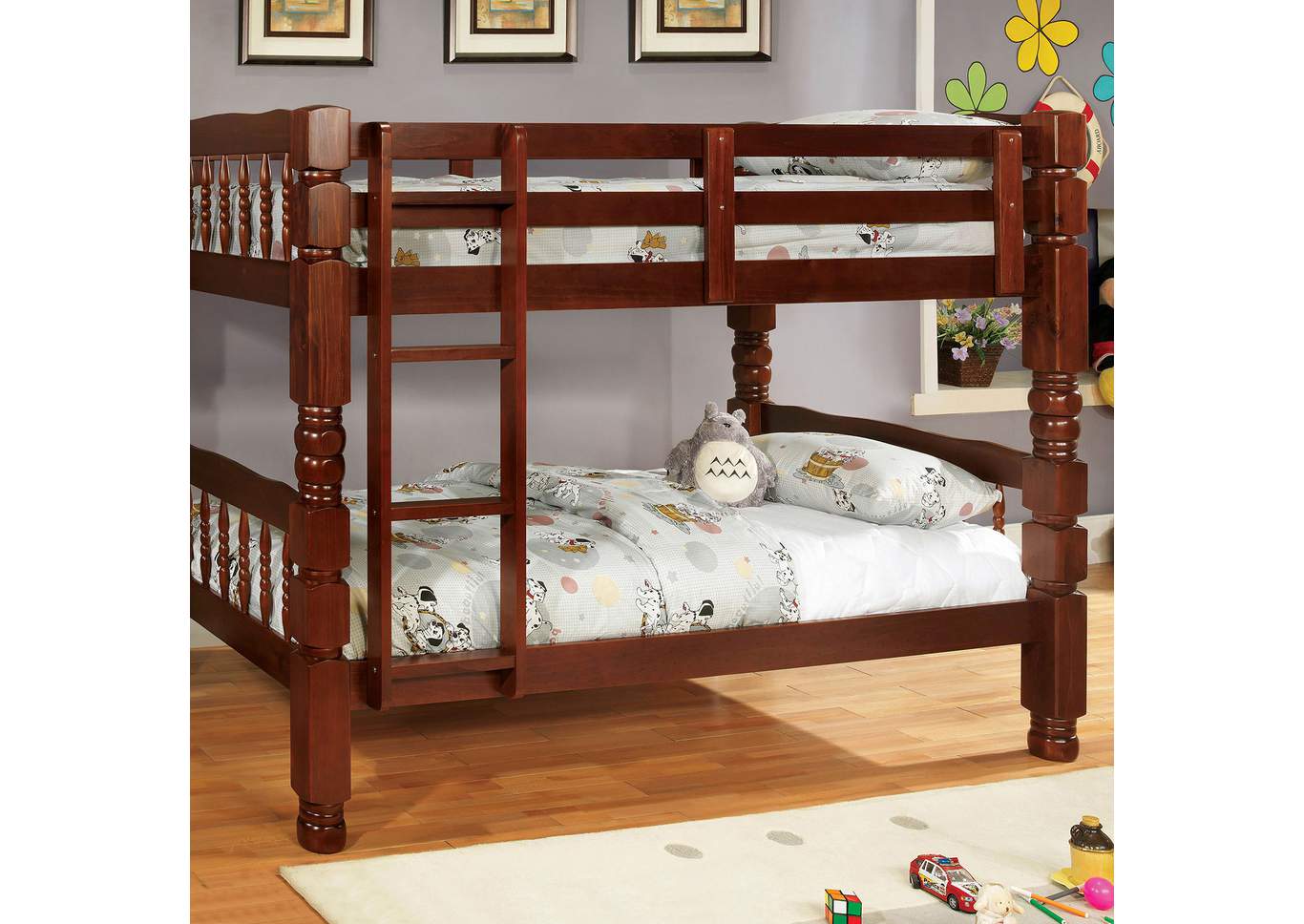 Carolina Cherry Twin/Twin Bunk Bed w/Dresser and Mirror,Furniture of America