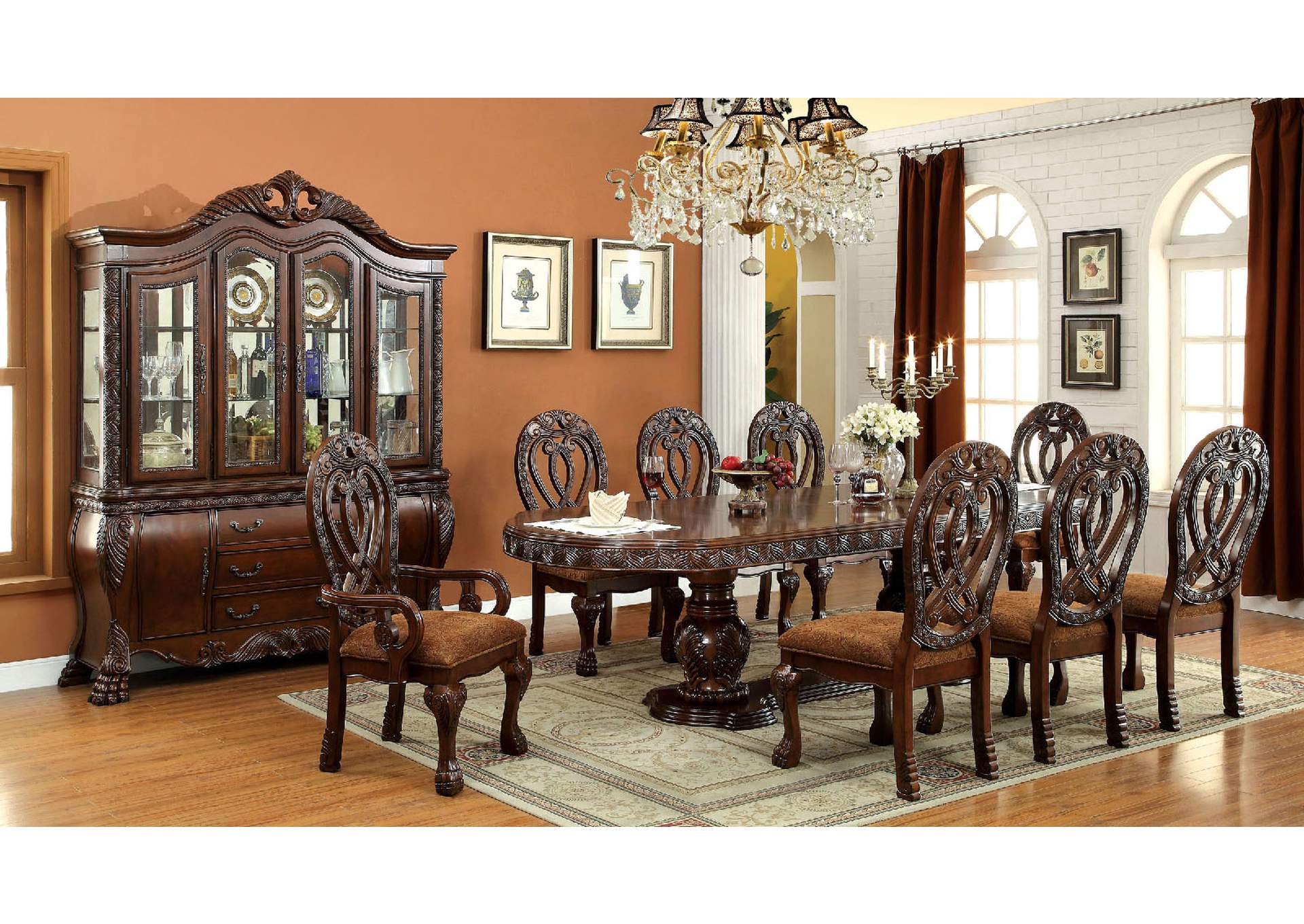 Wyndmere Cherry Dining Table w/6 Side Chair & 2 Arm Chair,Furniture of America