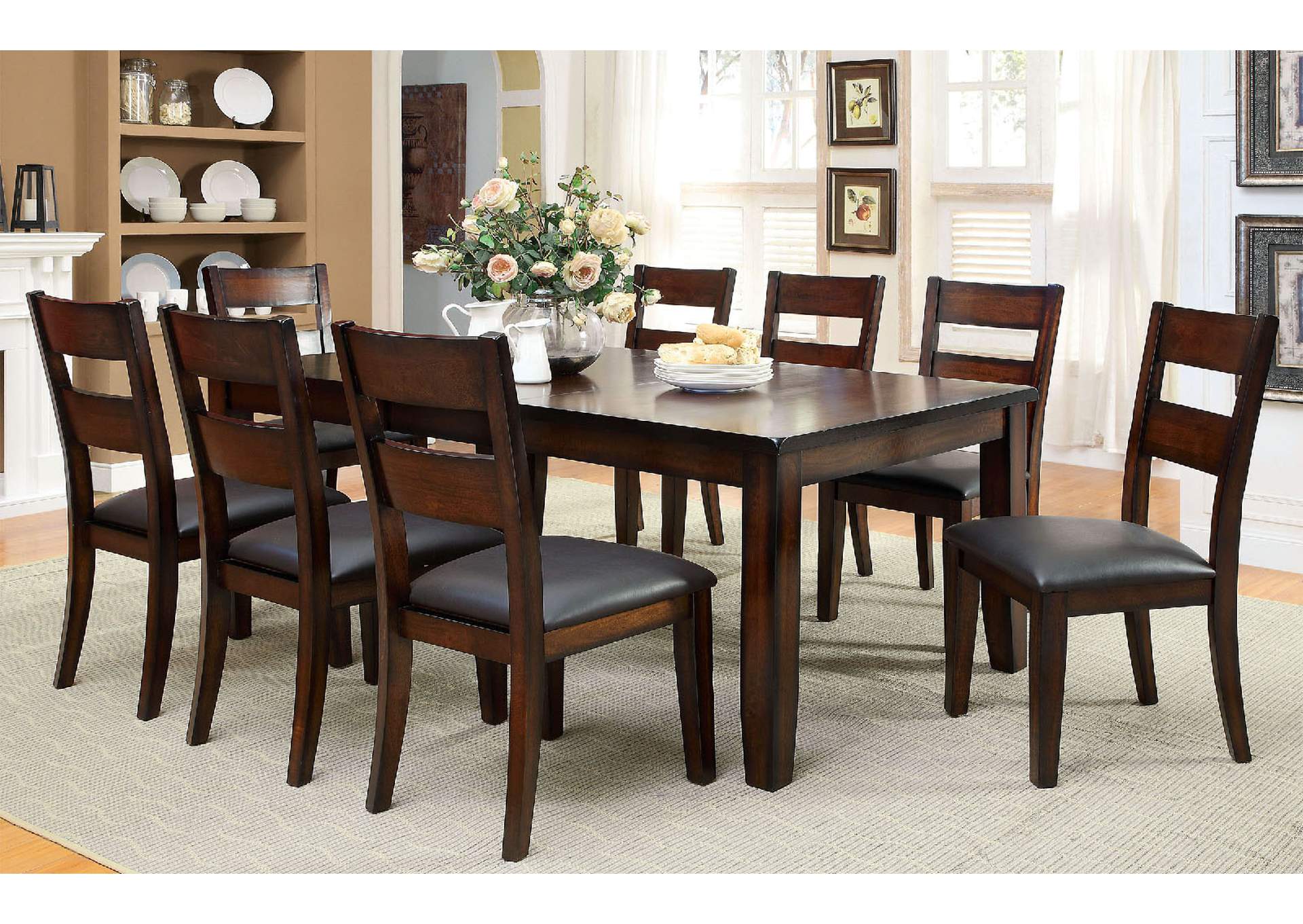 Dickinson l Extension Leaf Dining Table w/6 Side Chair,Furniture of America